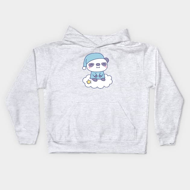 Cute Little Panda In Pajamas On Cloud Kids Hoodie by rustydoodle